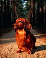 Ambre assise sur un chemin de sable en forêt de Sologne