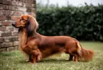 Ambre en statique de profil, silhouette longue et tendue